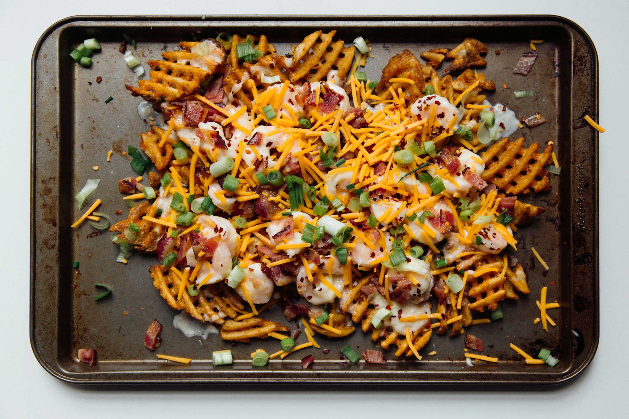 Shrimp Alfredo Bacon Cheese Fries - Prime Shrimp