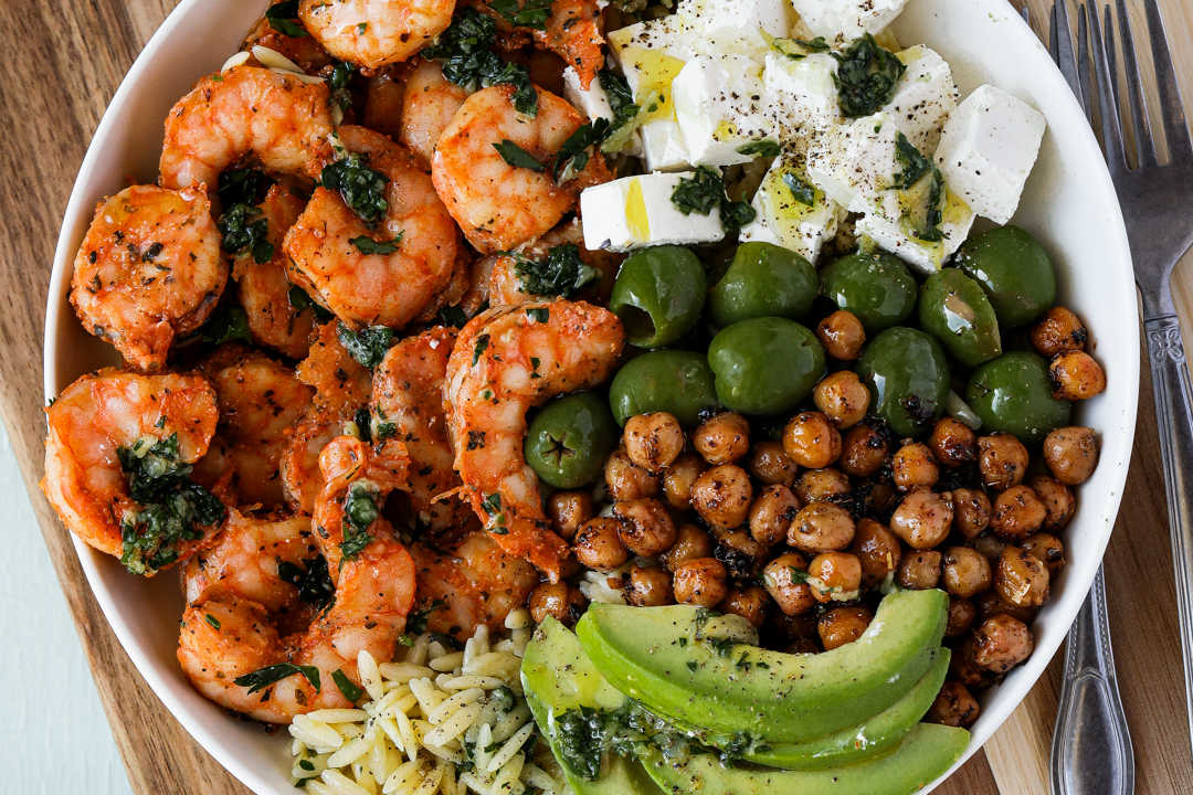 Spicy Chickpea Orzo Bowl - Prime Shrimp